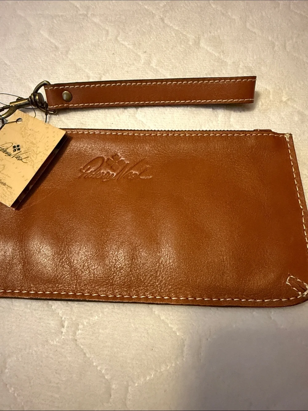Patricia Nash Tan Leather Wristlet Clutch